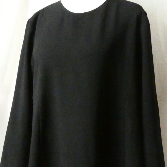 Zara Woman Large Black Dress Open Slit Back Flowy Long Sleeves Midi - Picture 2 of 6